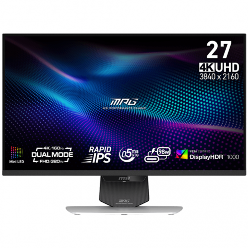 Msi Mpg 274urdfw E16m 27 Inch Dual Mode (4k Uhd 160hz Or Fhd 320hz) Rapid Ips Mini-Led Hdr1000 Gaming Monitor