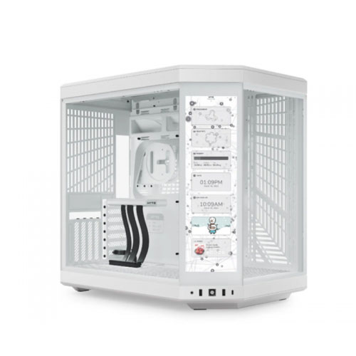 Hyte Y70 Touch Snow White - Modern Aesthetic Dual Chamber Atx Case With 14.1 Inch Integrated Lcd Touchscreen